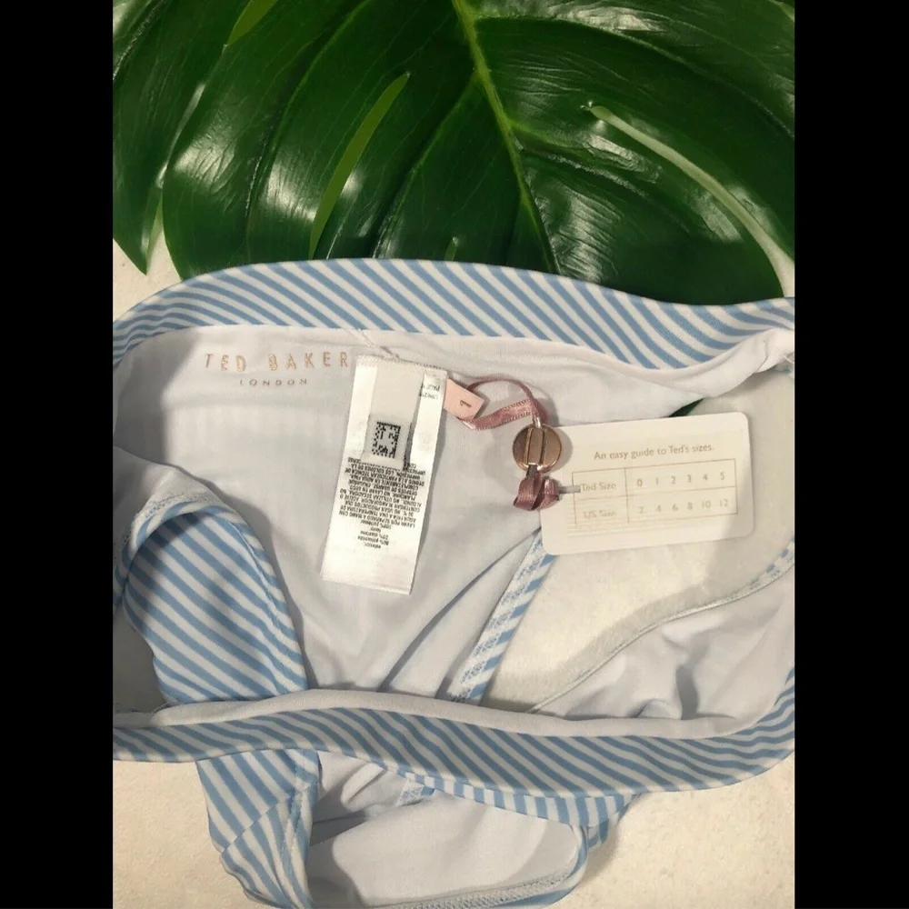 NEW Ted Baker London‎ Stripe Bikini Bottoms White/Blue [SZ 1 in TB]